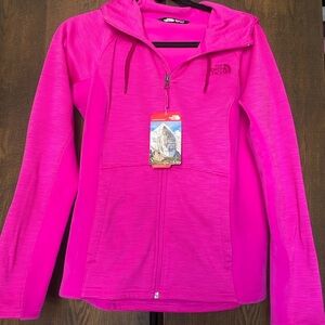 The North Face Womens Sweatshirt Full Zip Fleece Hoodie Hot Pink Size M